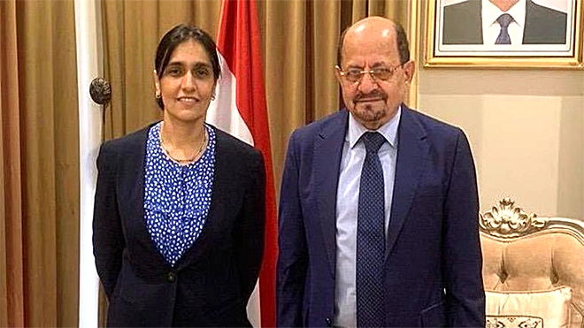 السفيرة البريطانية تهنئ د. شائع الزنداني بمناسبة تعيينه رئيسًا للوزراء